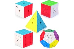 ROXENDA Speed Cube Set, 2X2 3X3 4X4 Piramide Megaminx Cube - Cubo Magico Fast Cubo di Velocità Collezione per Bambini e Adulti [5 Pack] (Stickerless)