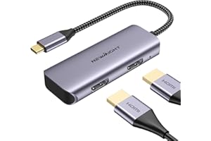 Newmight USB C auf Dual-HDMI-Adapter, Dual-Monitor-Adapter unterstützt 4K@60Hz und Dual 4K@30Hz, Dual-Monitor-HDMI-Splitter für MacBook, iPad, HP, Dell, iPhone 15/16 Serie (MST Wird unter macOS Nicht