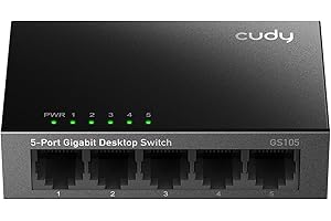 Cudy GS105 Switch 5 Puertos 10/100/1000Mbps, Gigabit, Hub Ethernet Switch, Plug and Play, para Hogar y La Oficina, Chasis Metálico