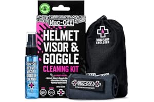 Muc-Off Kit Pulisci Visiera Casco, Maschere e Occhiali - Include Detergente per Casco Spray Antibatterico Biodegradabile e da 30 ml e Panno Microfibra di Alta Qualità