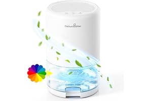 DOGNNAK Deshumidificador Eléctrico Portatil Deshumificadores de humedad, Ultra Silencioso con Modo Dormir,Apagado Automático,luz LED de 7 colores,Filtro extraíble y Lavable,ara el Dormitorio,Baño, Armario
