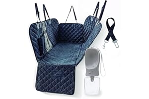 IWOTTO Funda Coche Perro | Protector Asiento Trasero y Maletero | Impermeable, Antideslizante y Ajustable | Pack Bebedero + Cinturón Seguridad | Fácil de Limpiar