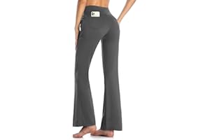MOVE BEYOND Pantalon et Pantacourt de Yoga Bootcut avec 4 Poches pour Femmes Pantalon Bootleg de contrôle du Ventre