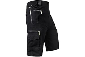 MOKBAY Pantalones Cortos Hombre Trabajo de Color Liso Shorts 3/4 Pantalon Corto Cargo Hombre Cremallera Bolsillos