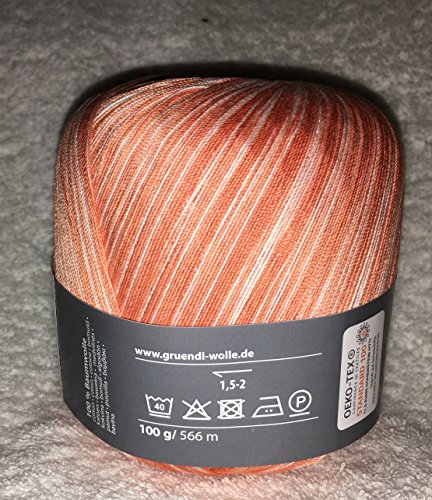 häkelgarn 100 ombre 05 – orange weiss - 2