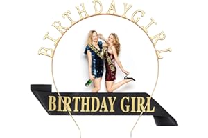 Birthday Girl Tiara Couronne,Serre-tête femme fille couronne d'anniversaire,Fille lettre paillettes anniversaire bandeau fille satin écharpe Couronne Sash pour les fournitures de décoration de fête