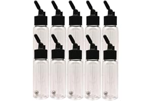 OPHIR Brand Box of 1.07-Ounce, 30ML Plastic Bottles Jars Lid Adapter Dual-Action Siphon Feed Accessories with 10x Rubber Caps, Works with Dual Action OPHIR, Paasche, Iwata, Badger Airbrushes
