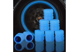 LONIMIA Tapas de válvula universales Que Brillan intensamente, 24 Piezas de válvula de neumático de automóvil Brillante, Cubierta de vástago Que Brilla en la Oscuridad, Cubierta de vástago de válvula. (Azul)