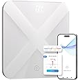 T Electronics Smart Bluetooth Digital Scale for Body Weight and BMI with Accurate KG Measurement, Heavy-Duty Glass Platform, Auto On Off, Battery Powered Bathroom Use, White