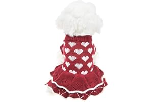 Muyaopet Petit Chien pulls femelle Fille Rouge d'hiver chaud Chien Robe de princesse Vêtements Teckel Chihuahua Corgi