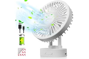 Leiorio USB Ventilator Leise mit magnetischem - 3600mAh Tischventilator, 3-Gang Tragbarer Deckenventilator, ventilator klein für den persönlichen Hause Büro Küche, Auto, Schwarz fan (weiß)
