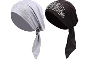YJZQ Bandana da donna plissettata, con elastico e strass, foulard in stile etnico, per persone che si sottopongono a chemioterapia o che soffrono di alopecia