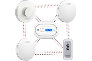 XINDUM Wireless Interlinked Smoke Alarms for Home, Heat Detector, Carbon Monoxide Detector with LCD Digital Display, Remote Controller, Fire Alarms with 10 Year Battery, Fire Detectors Bundle for Home
