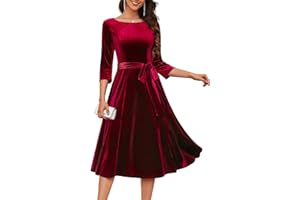 DRESSTELLS Velvet Cocktail Dresses for Women, 2025 Winter Christmas Holiday Dress, 3/4 Long Sleeves Party Formal Dress