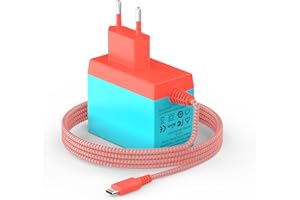 shefor Cargador Compatible con Nintendo Switch,39W USB C Cargador rápido Compatible con Modo TV/Lite/NS/OLED 15V 2,6A