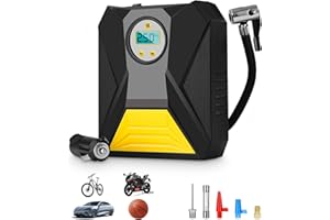 Toaren 12V Gonfleur Pneus Voiture Compresseur à Air Portatif Compresseur d'Air électrique avec Adaptateurs De Buse,Lumière LED Pompe à Air électrique, Arrêt Automatique, pour Voiture, Vélo, Moto