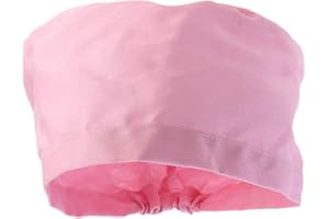 KESYOO Unisex Surgery Scrub Cap Bouffant Scrub Hats Women Men Round Doctor Nurse Cap Cotton Surgeon Hat Pink