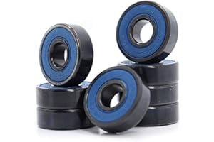 FUSHIBEARING Rodamientos 608RS 8x22x7mm ABEC-9 rojo sellado con rodamientos de bolas de grasa, alta velocidad 608-2RS para monopatín (selección de 8 unidades) (BLUE)