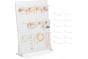 Urban Deco Peg Board Display - Retail Display Rack with Peg Hooks, Stands for Craft Shows & Fairs - Jewelry Retail Display Stand for Accessories - Earring & Pin Stands - 1SET White(16x12inch)