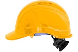 IRUDEK PROTECTION Irudek STILO 300V Amarillo – Casco de Seguridad ventilado en ABS, Aislamiento eléctrico 1000 V c.a. / 1500 V c.c., arnés 6 Puntos con Ruleta, EN 397 / EN 50365, Talla 52-66 cm