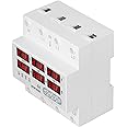 DAUB Over and Under Voltage Protector, 3 Phase AC220 380V Digital Display Voltage Amps Current Protector, Self Recovery Automatic Recovery Voltage Protector Relay (40A)
