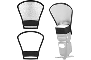 Sixfolo 3 Pezzi Diffusore Flash Universale Pieghevole,Diffusore Riflettore Piccolo Portatile,diffusore Flessibile flash Argento Bianco con Elastico Compatibile per Nikon Canon Yongnuo Softbox Flash