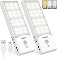 Motion Sensor Lights Indoor, 2Pack LED Motion Sensor Night Light Rechargeable with 3 Modes, Warm&White Color, 15%-100% Dimmable Wardrobe Lights for Cupboard, Stair, Cabinet, Bedroom, Kitchen, Hallway