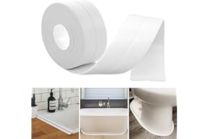 HENGRONGSHEN Rodapie PVC, Rodapies Autoadhesivo, 35mm X 10m Rodapie Adhesivo, Zocalos Autoadhesivos Pared, Embellecedor Encimera Cocina, Cinta de Sellado Para BañO Y Cocina, Cinta de Sellado Impermeable (Blanco)