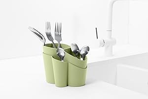 BLIMPLUS - Scolaposate Gocciolo L-Forest 4 Scomparti Drenaggio Acqua - Organizzatore Posate Lavello - Made in Italy