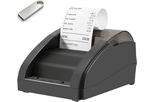 PIOUS Imprimante Thermique de Reçus 58mm avec Interface BT et USB Impression Claire et Rapide de Tickets de Caisse pour Les Commandes Esc/pos Prise en Charge du Système D'exploitation Windows