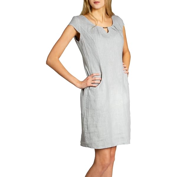 esmara linen dress ESMARA Dress Womens US 8 Linen Cotton Blend Blue Basic Utility Effortless EU 40
