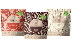 Nourish Organic Coconut Bites Tasting Box, Gluten Free, Dairy Free, Keto Snacks, 2 x Strawberry, 2 x Cacao, 1 x Vanilla x 40g