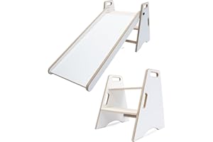 ‎MAMOI MAMOI Zjeżdżalnia dziecięca 2 w 1 - drewniana zjeżdżalnia i taboret ze schodkami