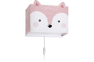 Dalber Lampe Applique Enfant Little Fox Renard Animaux Rose, 64588, E27