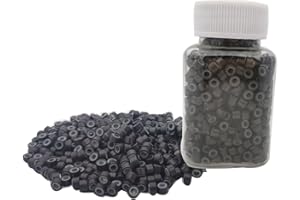 Flosius 1000 pezzi Microring Silicone per Extension Micro Anelli 5 mm Micro Beads per estensioni dei capelli Perline per I Tip Estensioni Dei Capelli Umani Strumento (Marrone scuro)
