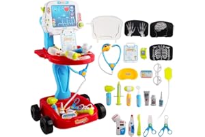 deAO Toys Little Doctor Kids Medical Center Hospital przenośny zestaw do odgrywania ról z akcesoriami