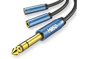 MillSO Kabel rozdzielający 6,35 mm na 3,5 mm 2 x gniazdo 3,5 mm do 1 x 6,35 mm 3-biegunowy wtyk audio rozdzielacz jack adapter Y z pozłacanymi stykami i metalową tuleją do głośników i słuchawek - 30
