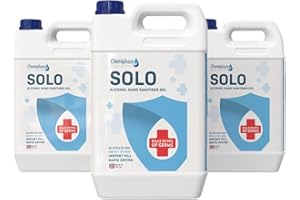 CHEMIPHASE Solo - Alcohol Hand Sanitiser Gel 4 x 5 Litre Refill | 70% Alcohol Hand Sanitizer Gel - 20L Litres - Certified EN1276 & EN1500 - Made in the UK