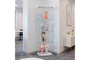 BLSYHDH Glasvitrine Standvitrine 164 cm, Schrank für Sammlung mit 1 Tür 4 Einlegeböden transparent Möbel Vitrine Glas Vitrine Figur Glasvitrine Wohnzimmer Bar (4 Etagen, 1 Tür, weiß)