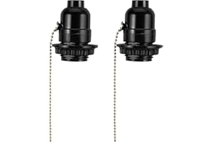 Housoutil Lot de 2 ampoules Edison Edison - Support de lampe noir - Abat-jour pour lampes de table, bases et tons - à tirette - Convertisseur E27