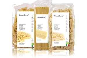 AmoreTerra (18 pz.) Pasta Senatore Cappelli Penne, Spaghetti e maccheroni Bio 500g, Grani antichi, artigianale biologica, trafila al bronzo