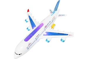 AtomDream Tech Flugzeug Spielzeug – Elektrisches Flugzeug mit Blinkenden LED-Lichtern & Sound – Bump-and-Go-Funktion, Robustes ABS-Material, für Kinder von 3 bis 8 Jahren