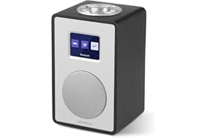 LEMEGA Radio digitale CR4 DAB/DAB+ e FM, altoparlante Bluetooth, radio DAB, doppia sveglia, timer cucina/sonno/snooze, display a colori, jack per cuffie, effetto legno, funzionamento a rete – nero