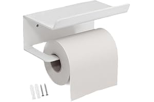 FLOTRUTE Porte Papier Toilette, Porte-serviettes en acier inoxydable pour téléphone portable,Support Papier Rouleau Derouleur Papier WC, Support Papier Toilettes avec Tablette pour Salle de Bain et Cuisine