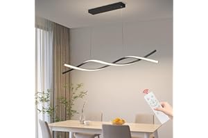 ‎MIKERU Mikeru LED Pendelleuchte esszimmer, 120cm schwarz Moderne Hängeleuchte esstisch, Lineare Hängelampe küche Dimmbar mit Fernbedienung, 10%-100% Einstellung der Farbtemperatur, Esszimmerlampe