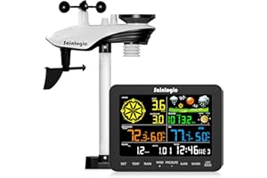 Sainlogic Estación Meteorológica Interior Exterior SA6, Estaciones Meteorológicas con Anemómetro, Termómetro, Higrómetro Digital, Pronóstico del Tiempo, Presión Atmosférica, Despertador (Sin WiFi)