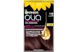 Garnier Olia Permanent Hair Dye, No Ammonia, Full Grey Coverage, Long-lasting Colour & Shine, Vegan Formula, Colour: 4.15 Iced Chocolate, 230g