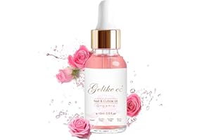 Gelike ec Nail Cuticle Oil 15ml with Organic Vitamin E & B, Nail Oil Soothe Moisturize with Dropper Design for Dry Brittle & Rough Nails Cuticles Oils, Nail Care Repair Growth Oils-Rose