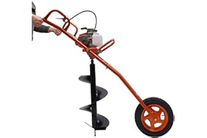 Begoniape Trapano a Benzina 2 Tempi con Carrello monoruota, 63 CC a Benzina, Trapano a Terra, Trapano a Terra, 1,2 l, Serbatoio del Carburante, Set per trincee agricole, Macchina per palificazione