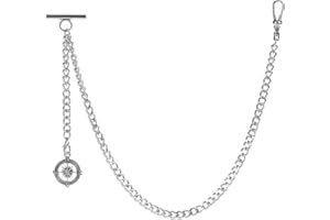ZTA Herren Albert Kette Taschenuhr Kette Weste Kette mit Kompass Anhänger für Männer T BAR FOB Charme
